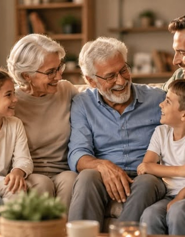 Family making informed financial decisions together